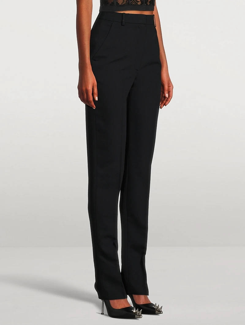 Cigarette-Leg Wool Trousers