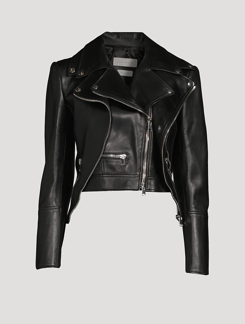Layered Leather Biker Jacket