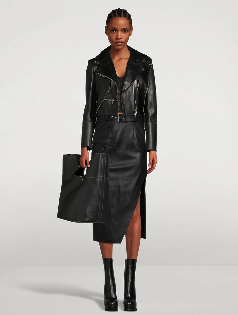 Layered Leather Biker Jacket