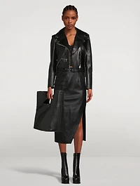 Layered Leather Biker Jacket