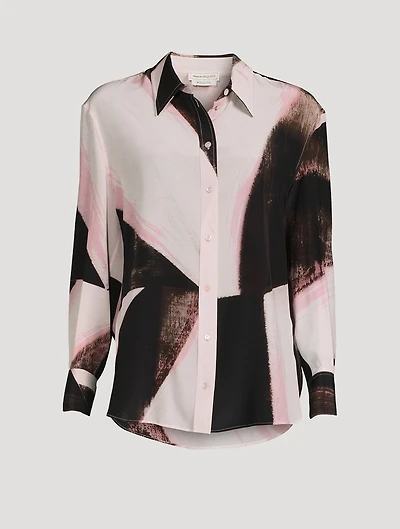 Silk Shirt Brushstroke Print