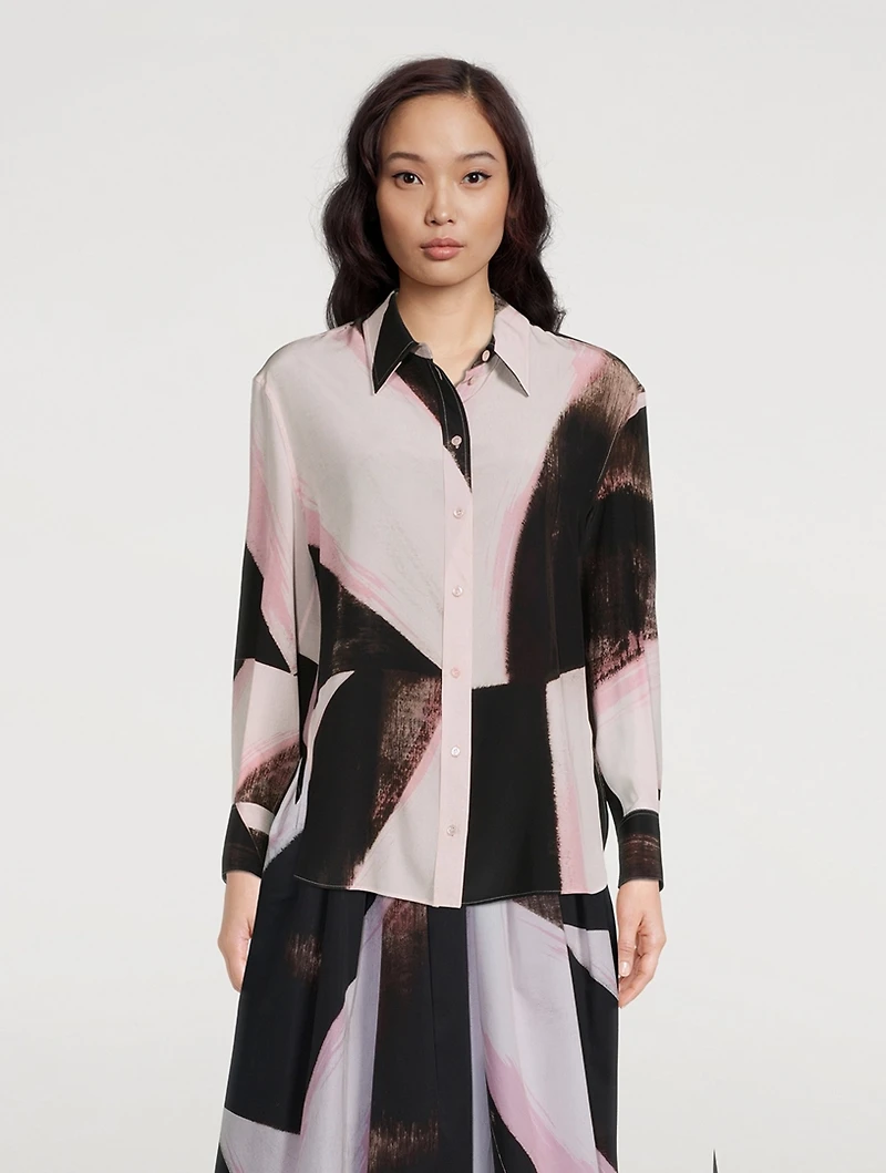 Silk Shirt Brushstroke Print