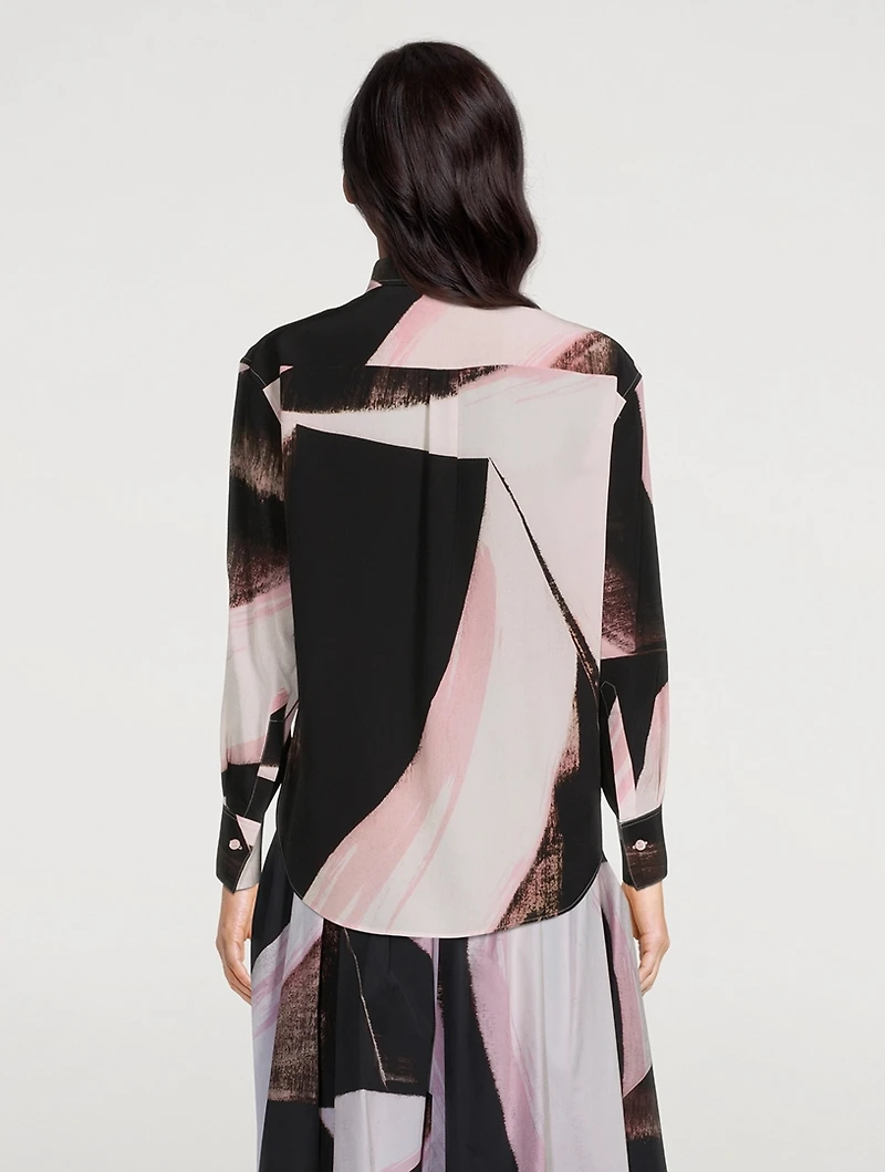 Silk Shirt Brushstroke Print