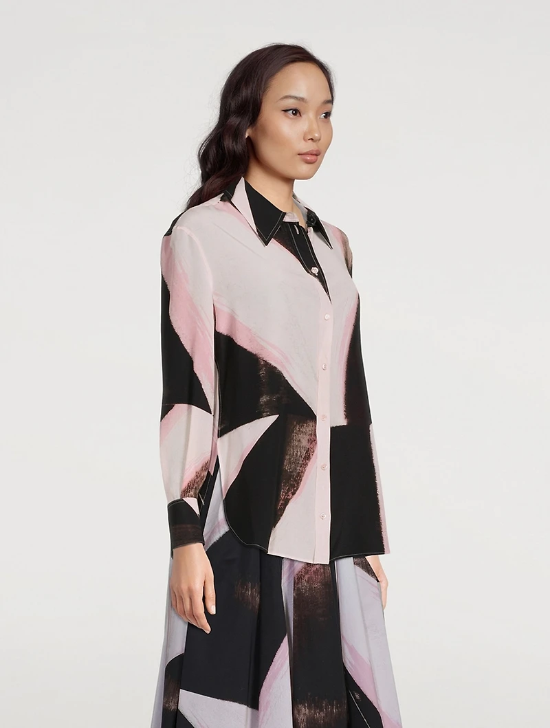 Silk Shirt Brushstroke Print