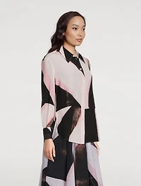 Silk Shirt Brushstroke Print
