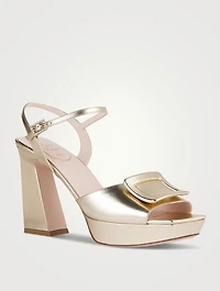 Metallic Leather Platform Sandals
