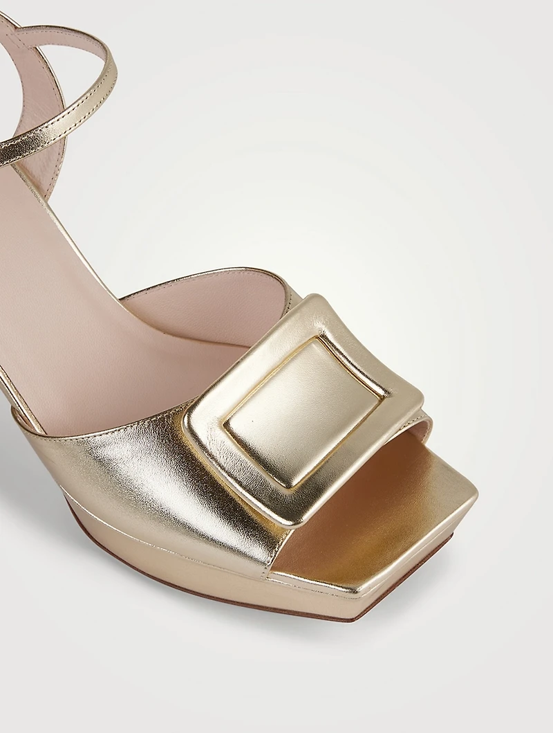Metallic Leather Platform Sandals