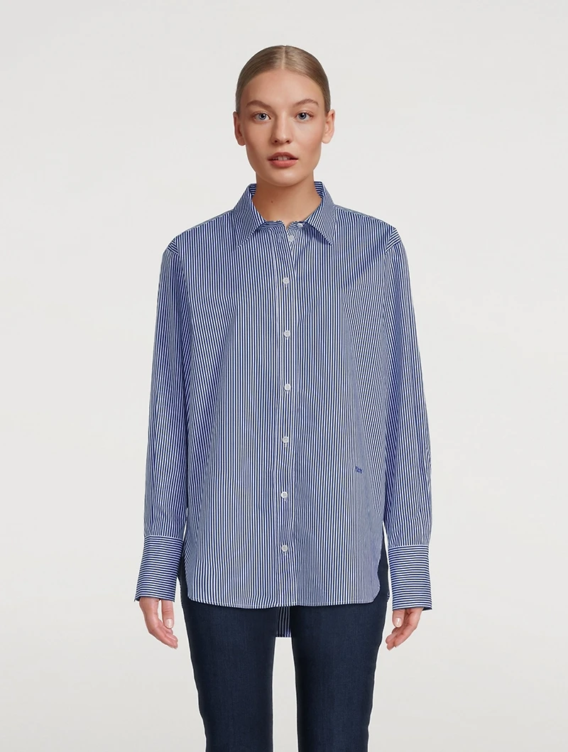 The Oversized Cotton Shirt Stripe Print
