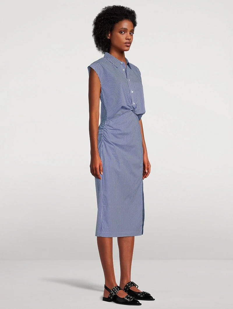 Twist Midi Dress Stripe Print