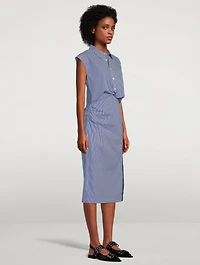 Twist Midi Dress Stripe Print