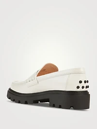 Lug-Sole Leather Penny Loafers