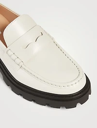 Lug-Sole Leather Penny Loafers