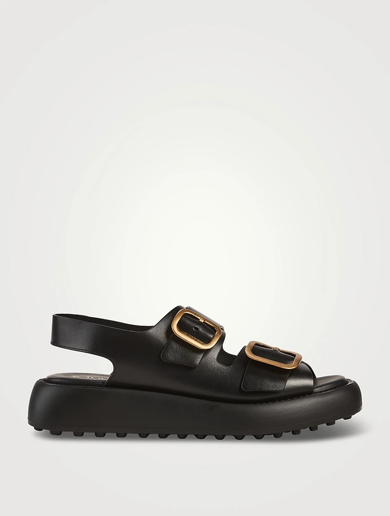 Leather Platform Slingback Sandals