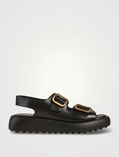 Leather Platform Slingback Sandals
