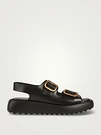 Leather Platform Slingback Sandals