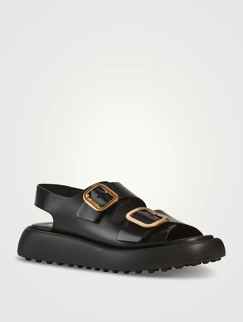 Leather Platform Slingback Sandals