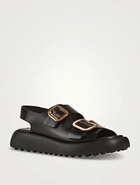 Leather Platform Slingback Sandals
