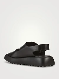 Leather Platform Slingback Sandals