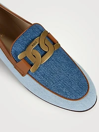 Kate Chain Denim And Leather Loafers