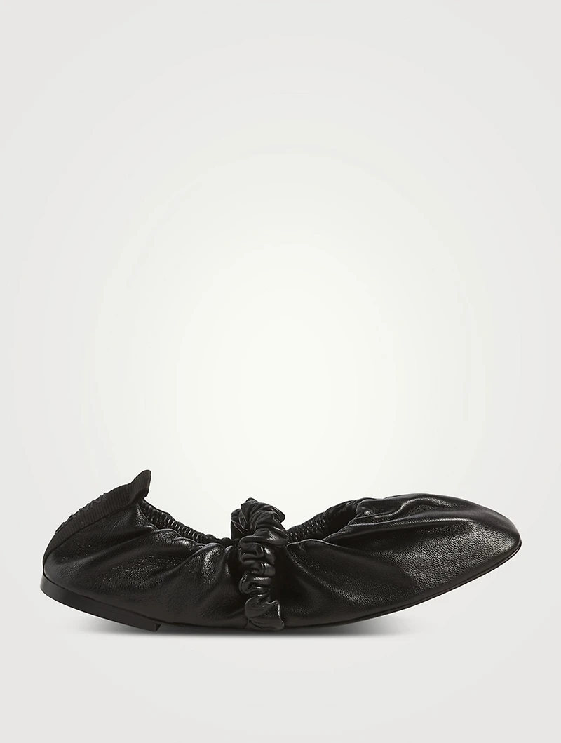 Scrunchie Leather Ballet Flats