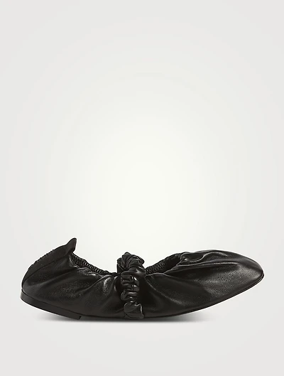 Scrunchie Leather Ballet Flats