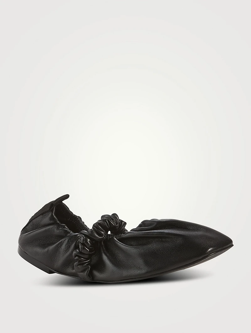 Scrunchie Leather Ballet Flats
