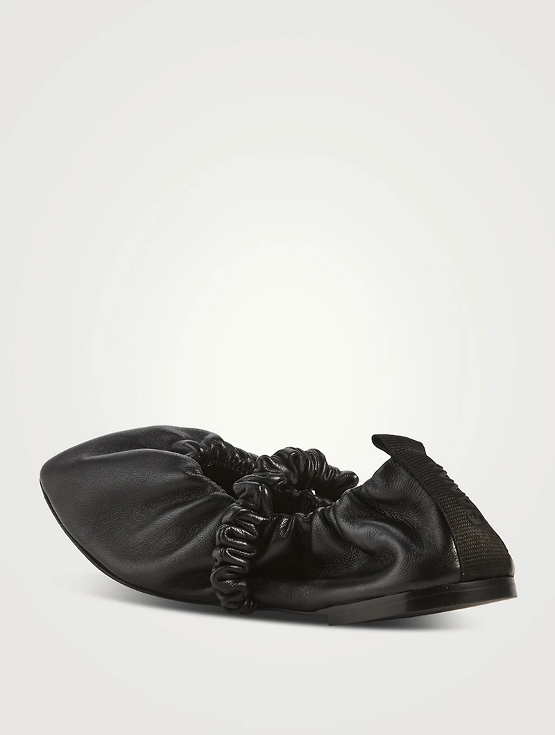 Scrunchie Leather Ballet Flats