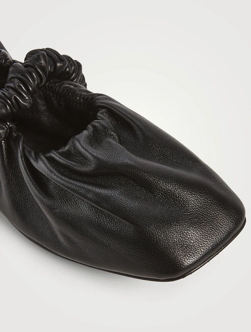 Scrunchie Leather Ballet Flats