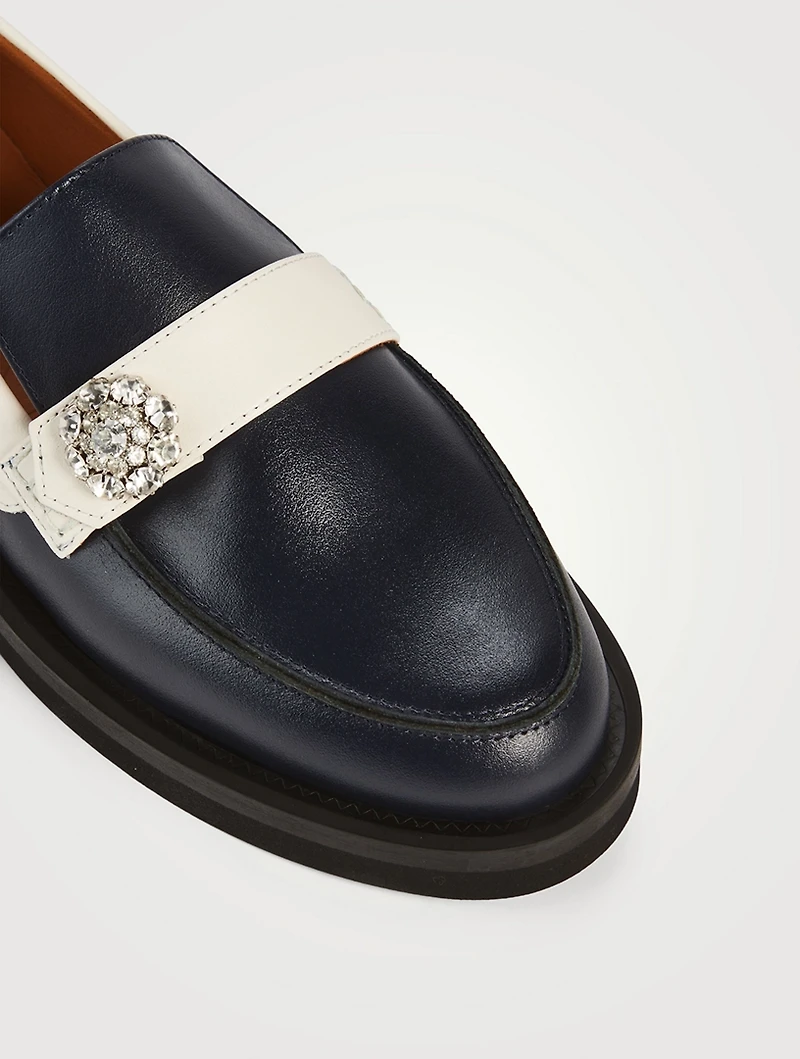 Embellished Leather Loafers