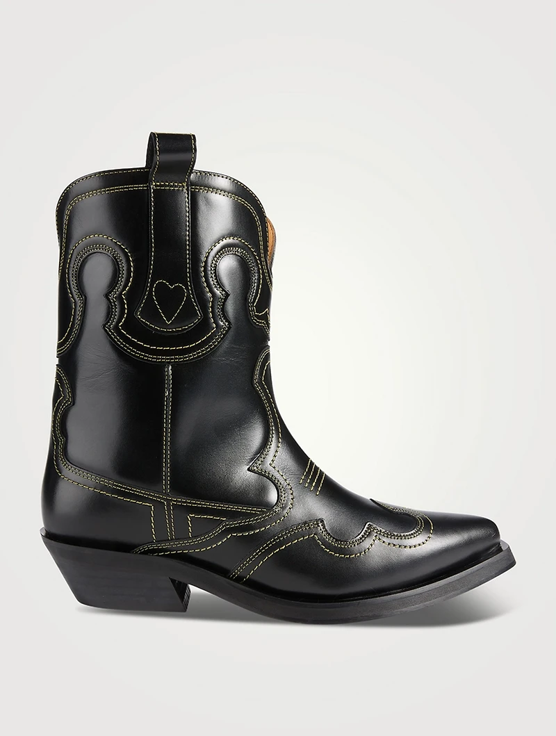 Embroidered Leather Western Boots
