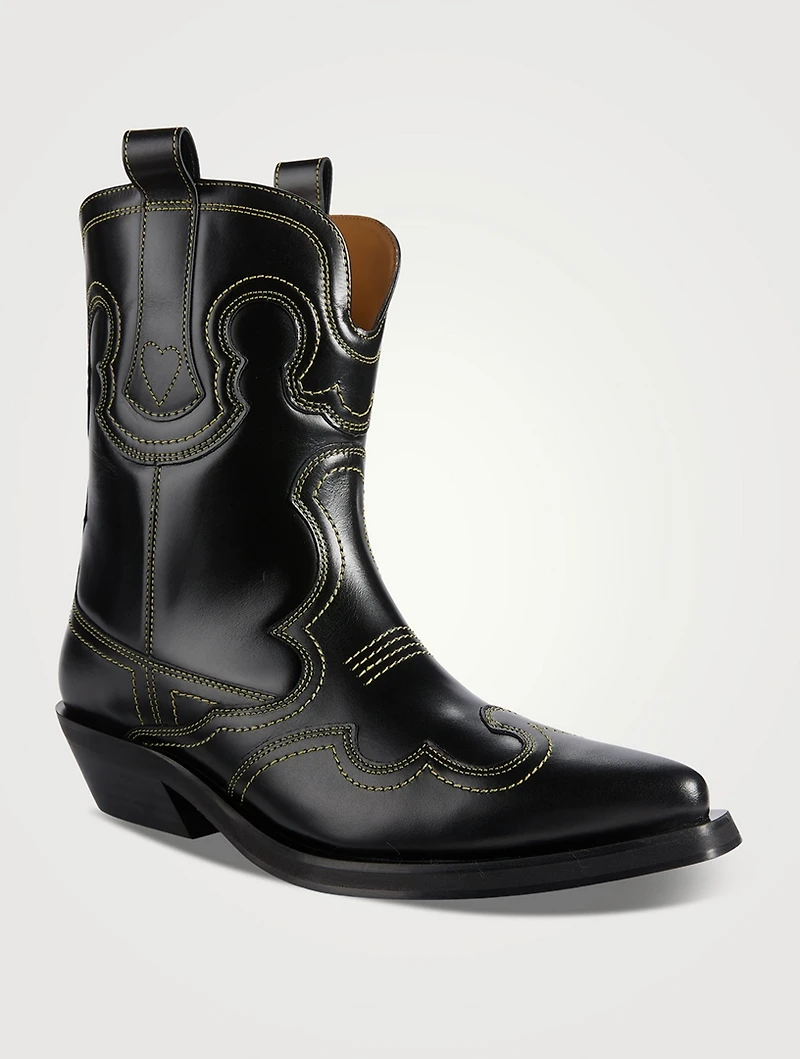Embroidered Leather Western Boots