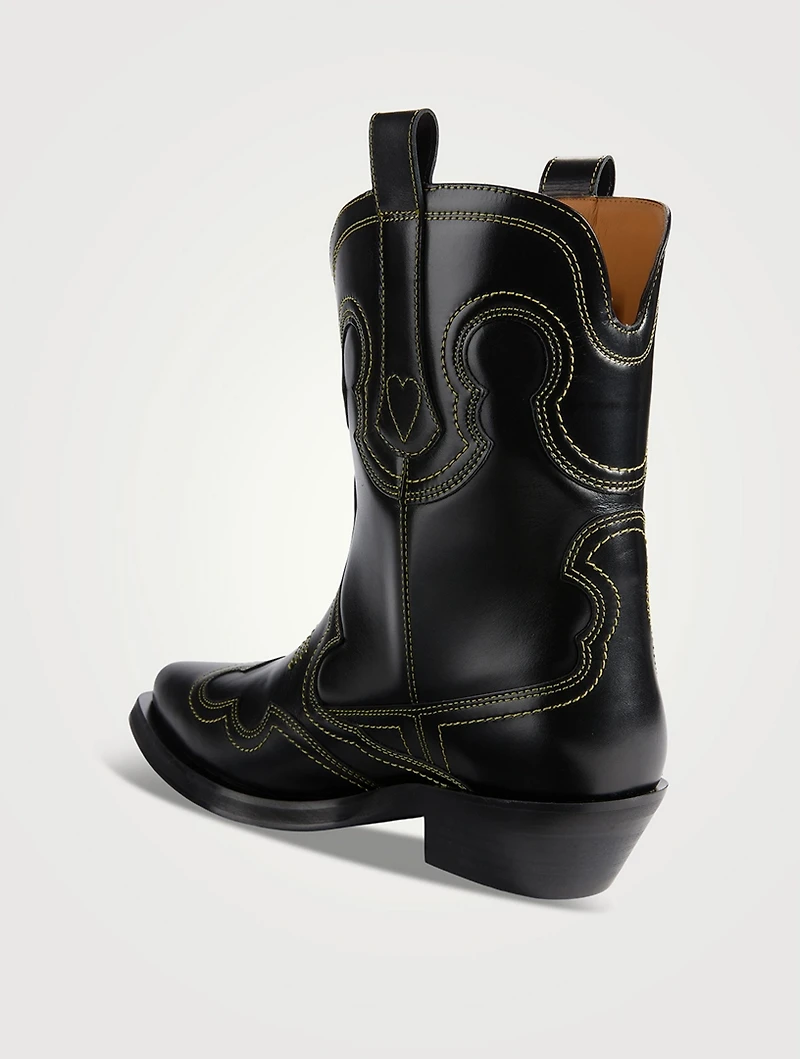 Embroidered Leather Western Boots