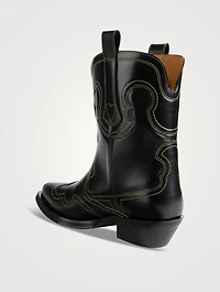 Embroidered Leather Western Boots