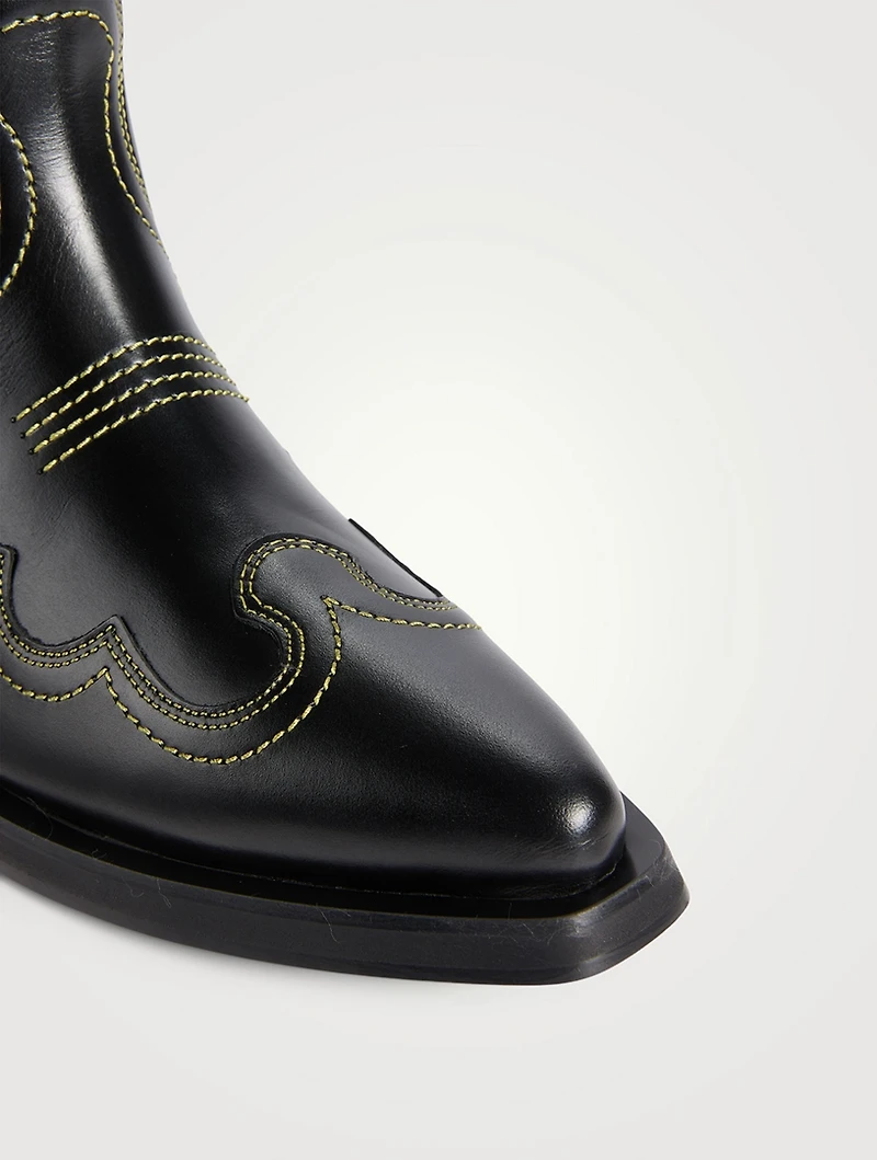 Embroidered Leather Western Boots