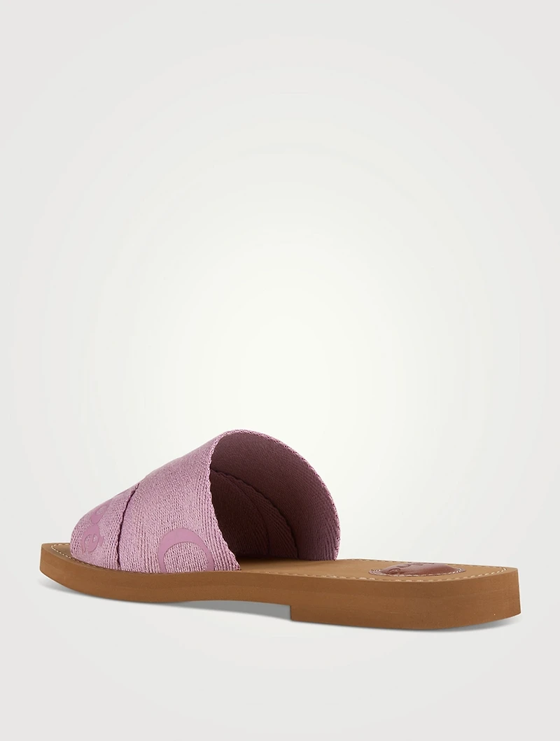 Woody Linen Logo Slide Sandals