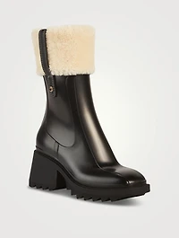 Betty Shearling-Trimmed PVC Heeled Rain Boots