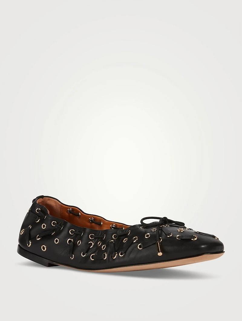 Oracia Eyelet Leather Ballet Flats