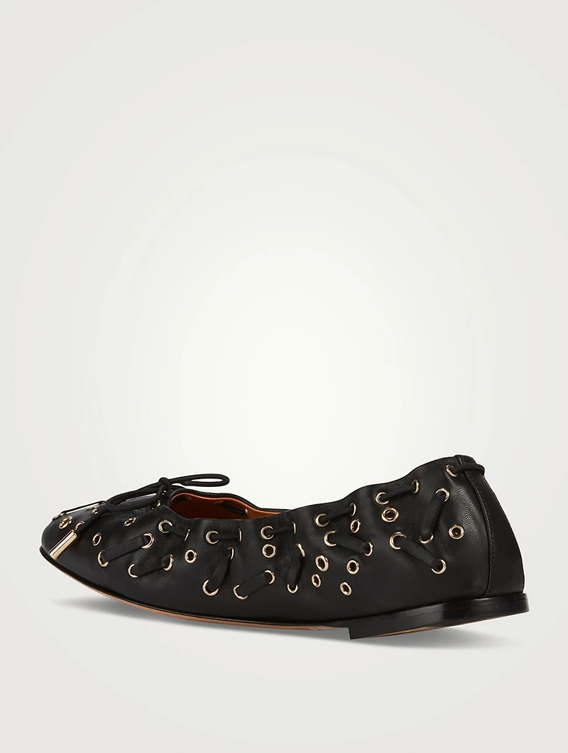 Oracia Eyelet Leather Ballet Flats