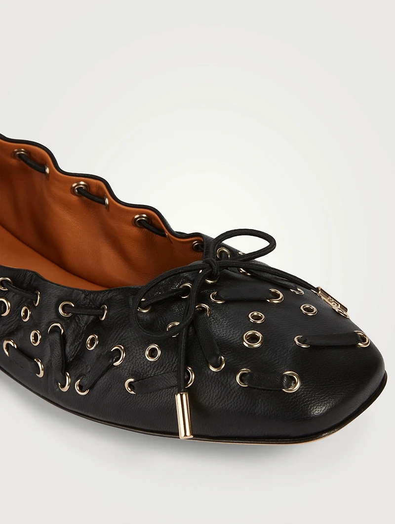 Oracia Eyelet Leather Ballet Flats