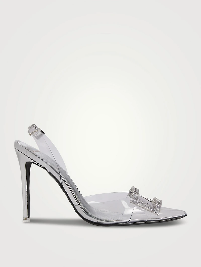 Glenda PVC And Metallic Leather Slingback Pumps
