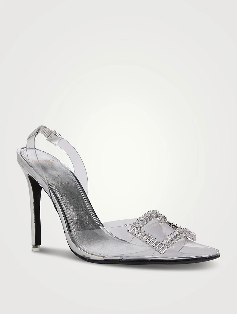 Glenda PVC And Metallic Leather Slingback Pumps