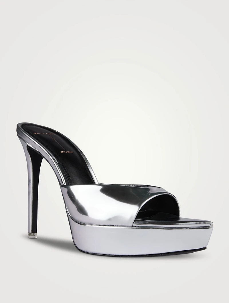 Tamara Metallic Leather Platform Mules