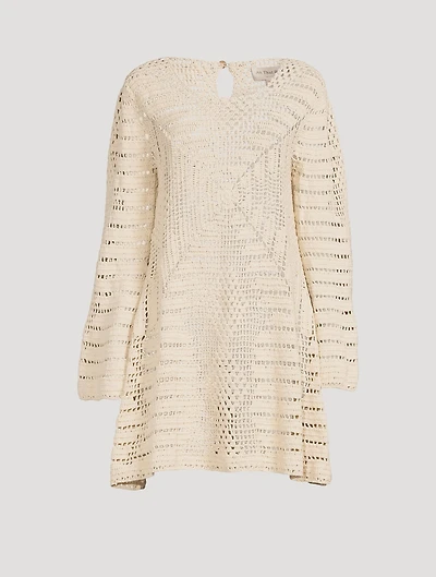 Nico Cotton Crochet Long-Sleeve Mini Dress