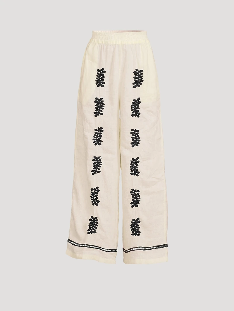 Carter Linen High-Waisted Wide Pants