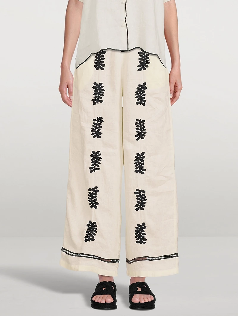 Carter Linen High-Waisted Wide Pants
