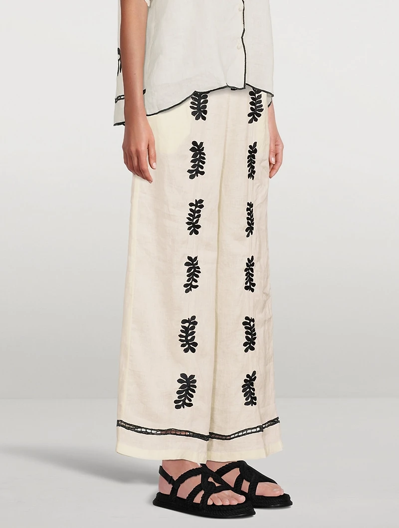 Carter Linen High-Waisted Wide Pants