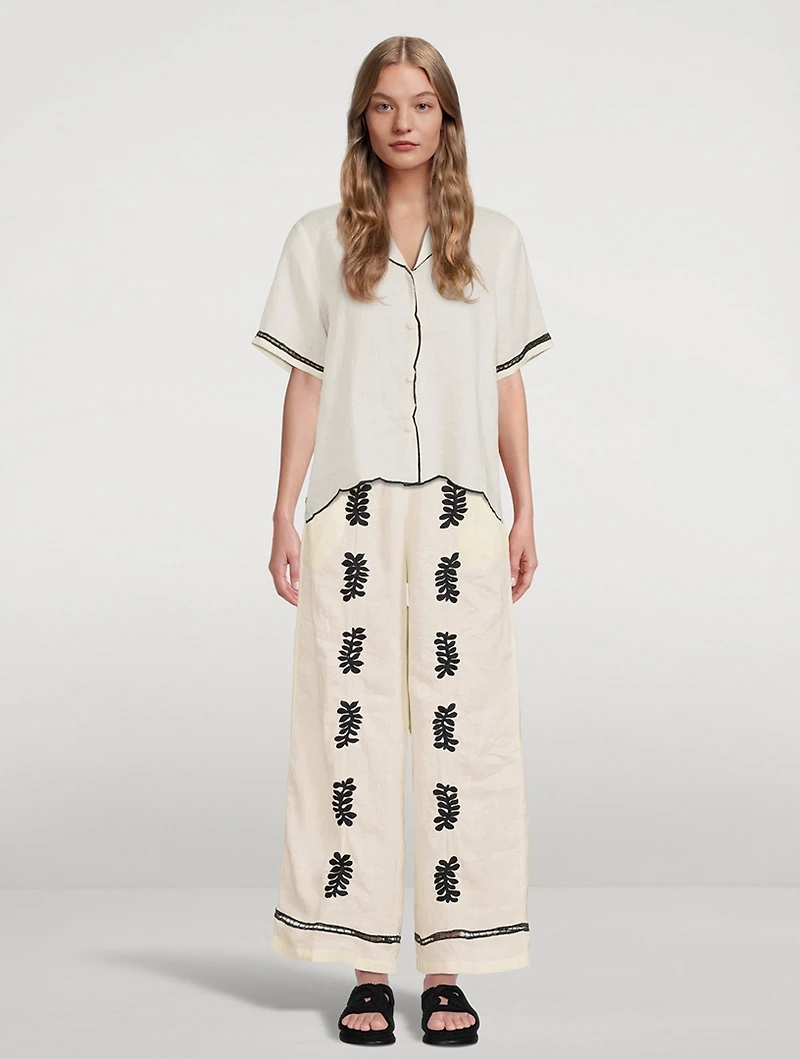 Carter Linen High-Waisted Wide Pants