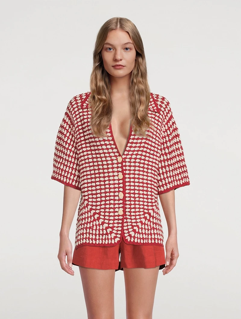 Alex Cotton Crochet Short-Sleeve Shirt