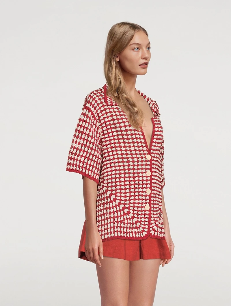 Alex Cotton Crochet Short-Sleeve Shirt