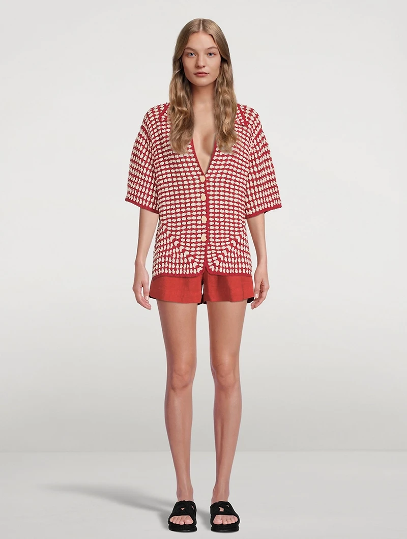 Alex Cotton Crochet Short-Sleeve Shirt